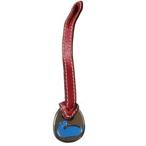 Dooney & Bourke Red Leather Blue Duck Keychain Vintage Bag Charm
